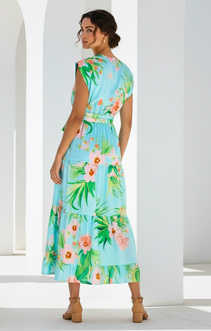 Mishal Tiered Satin Maxi Dress