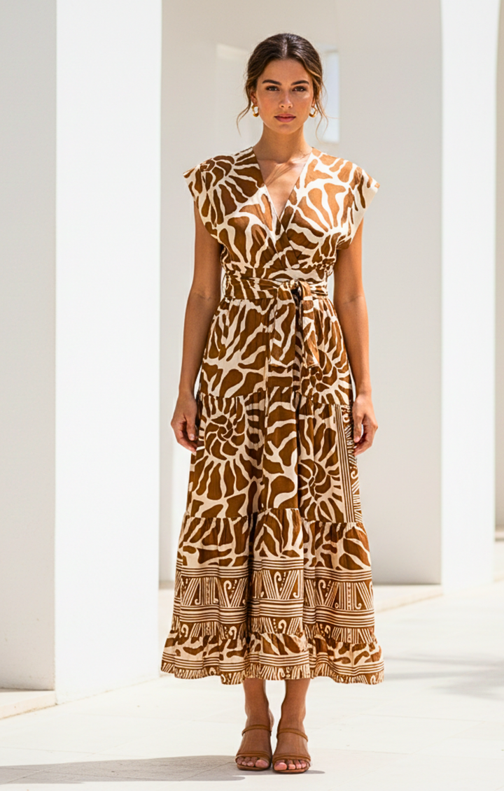 Mishal Tiered Satin Maxi Dress