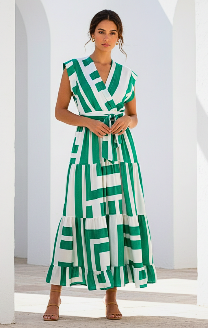 Mishal Tiered Satin Maxi Dress