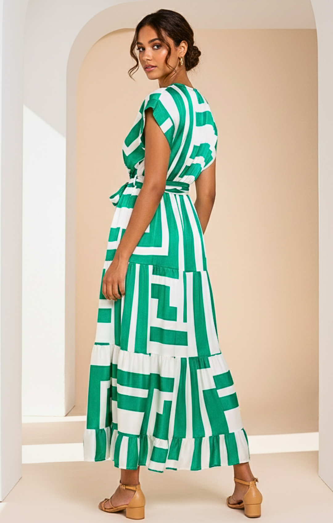 Mishal Tiered Satin Maxi Dress