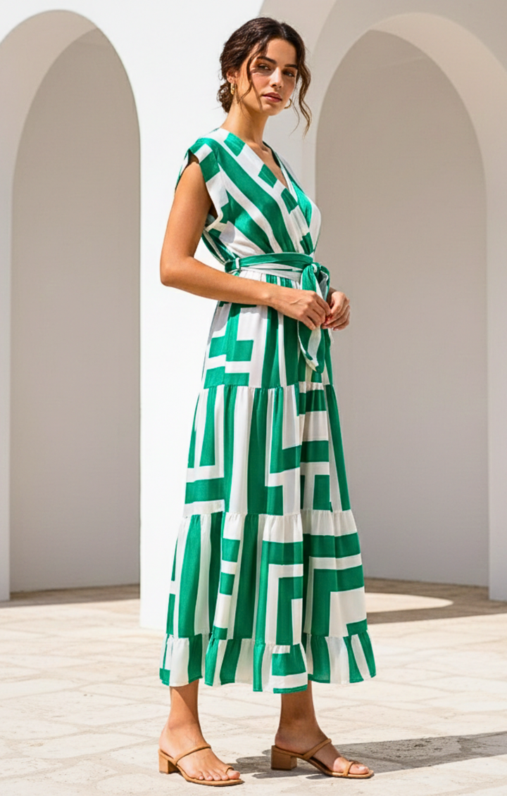 Mishal Tiered Satin Maxi Dress