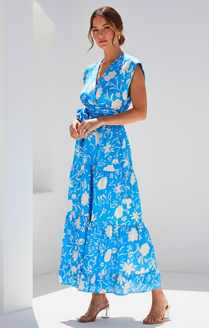 Mishal Tiered Satin Maxi Dress