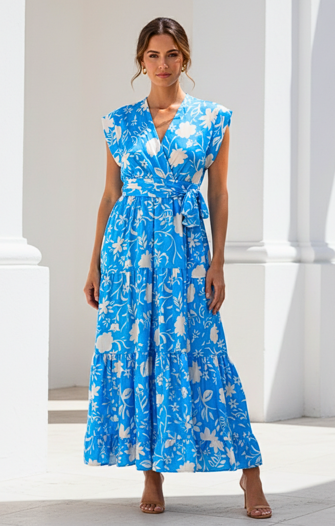 Mishal Tiered Satin Maxi Dress
