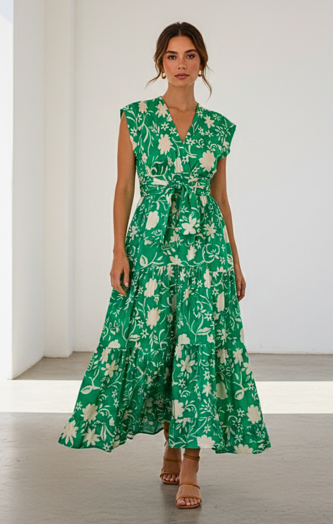 Mishal Tiered Satin Maxi Dress