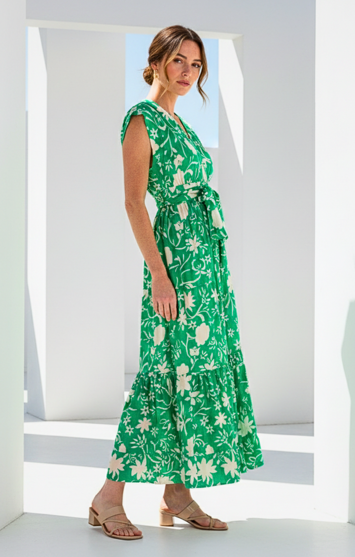 Mishal Tiered Satin Maxi Dress