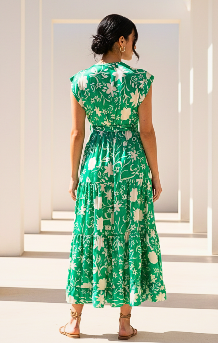 Mishal Tiered Satin Maxi Dress