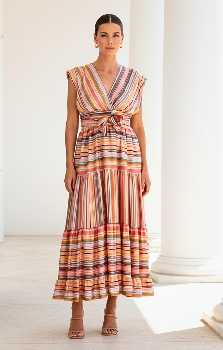 Mishal Tiered Satin Maxi Dress