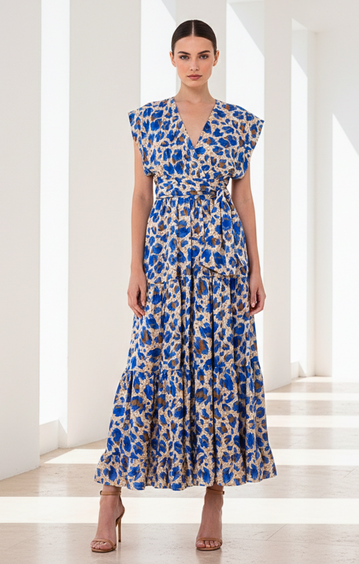 Mishal Tiered Satin Maxi Dress