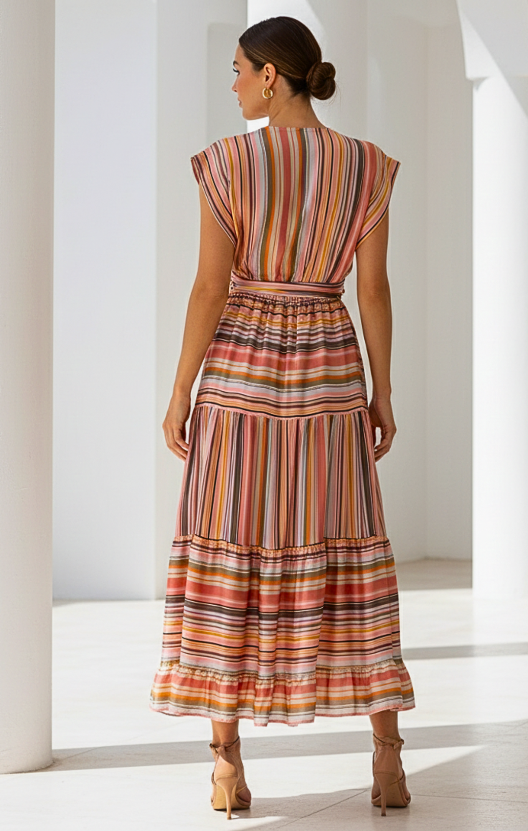 Mishal Tiered Satin Maxi Dress