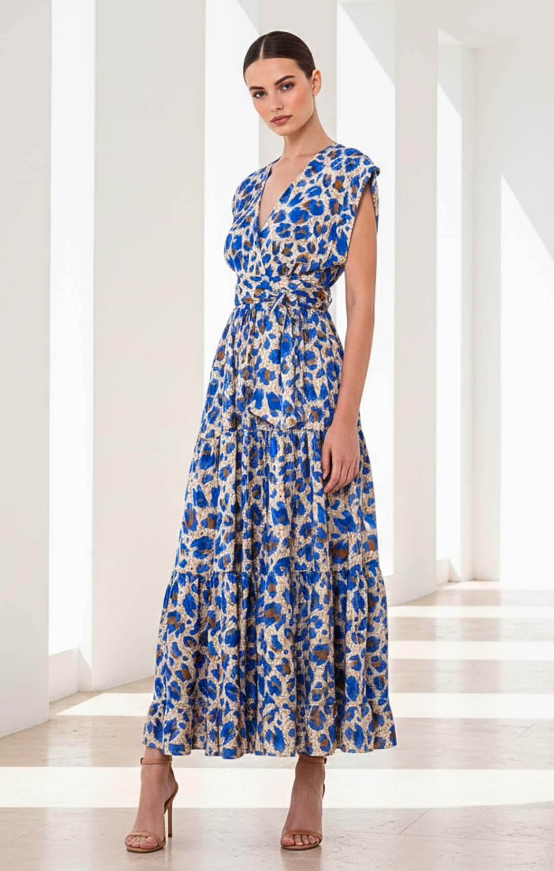 Mishal Tiered Satin Maxi Dress