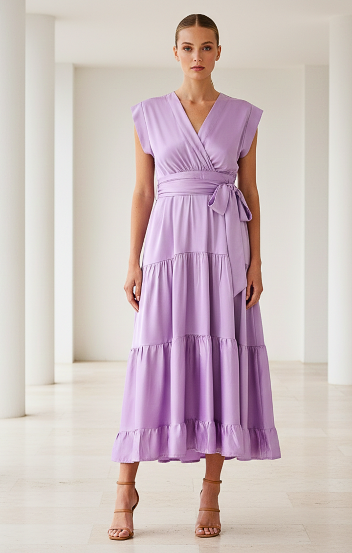 Mishal Tiered Satin Maxi Dress