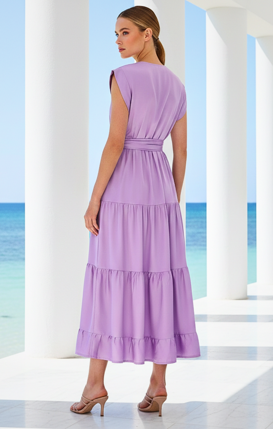 Mishal Tiered Satin Maxi Dress