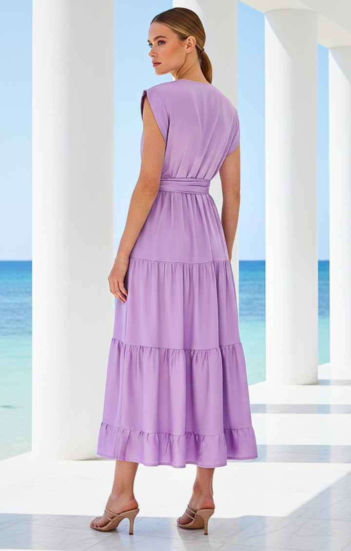 Mishal Tiered Satin Maxi Dress