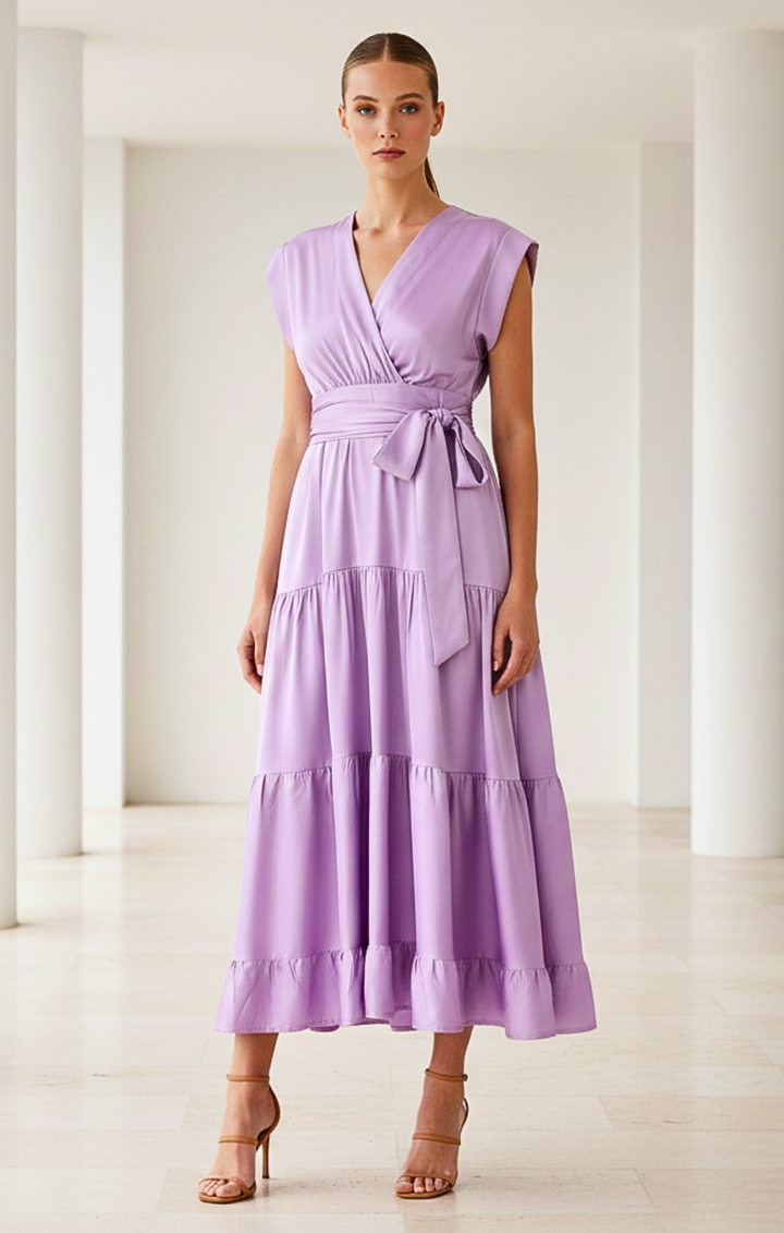 Mishal Tiered Satin Maxi Dress