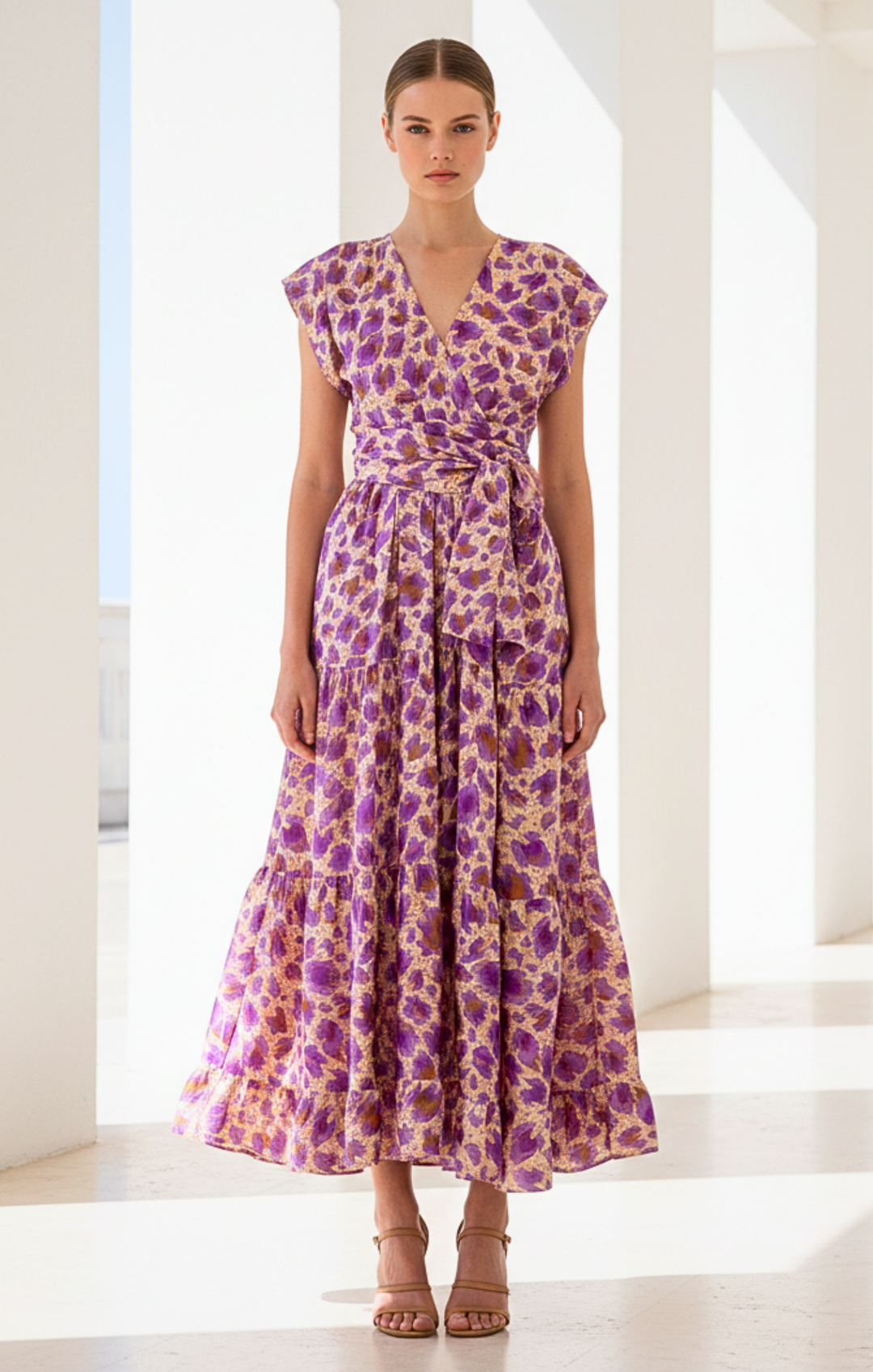 Mishal Tiered Satin Maxi Dress