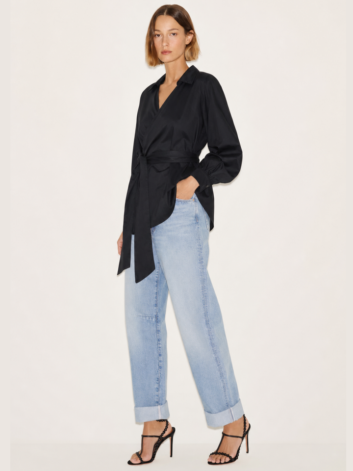 Monica Wrap Front Tie Waist Blouse