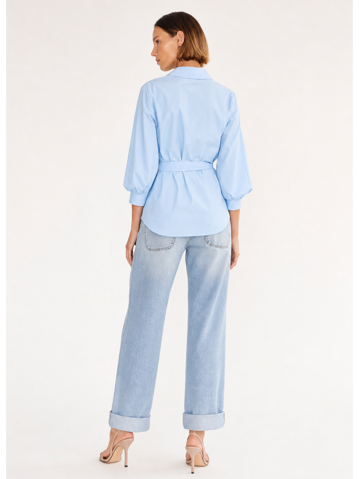 Monica Wrap Front Tie Waist Blouse