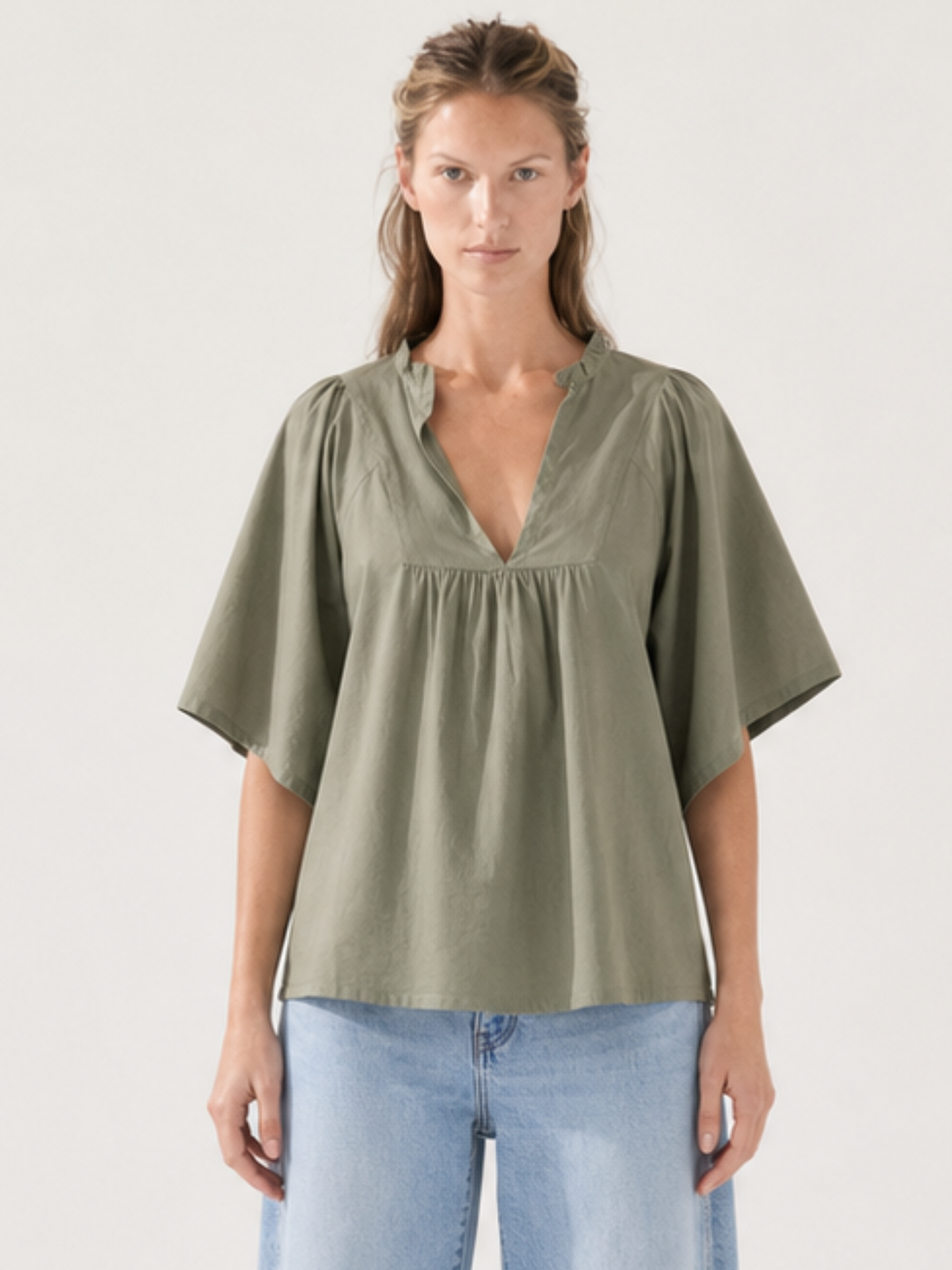Noelia Flutter Sleeve V-Neck  Blouse