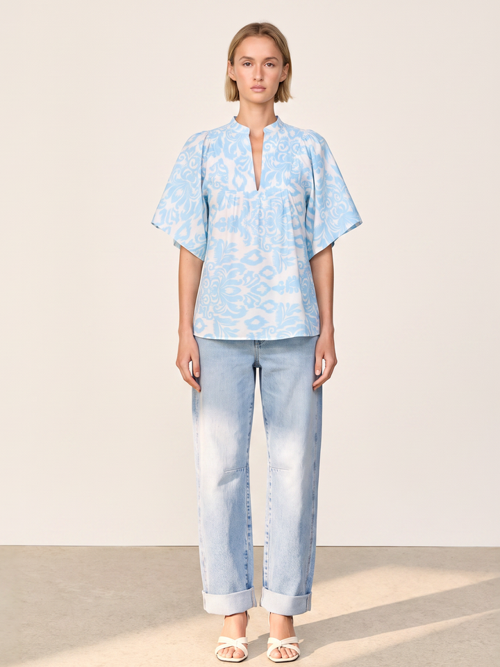 Noelia Flutter Sleeve V-Neck  Blouse