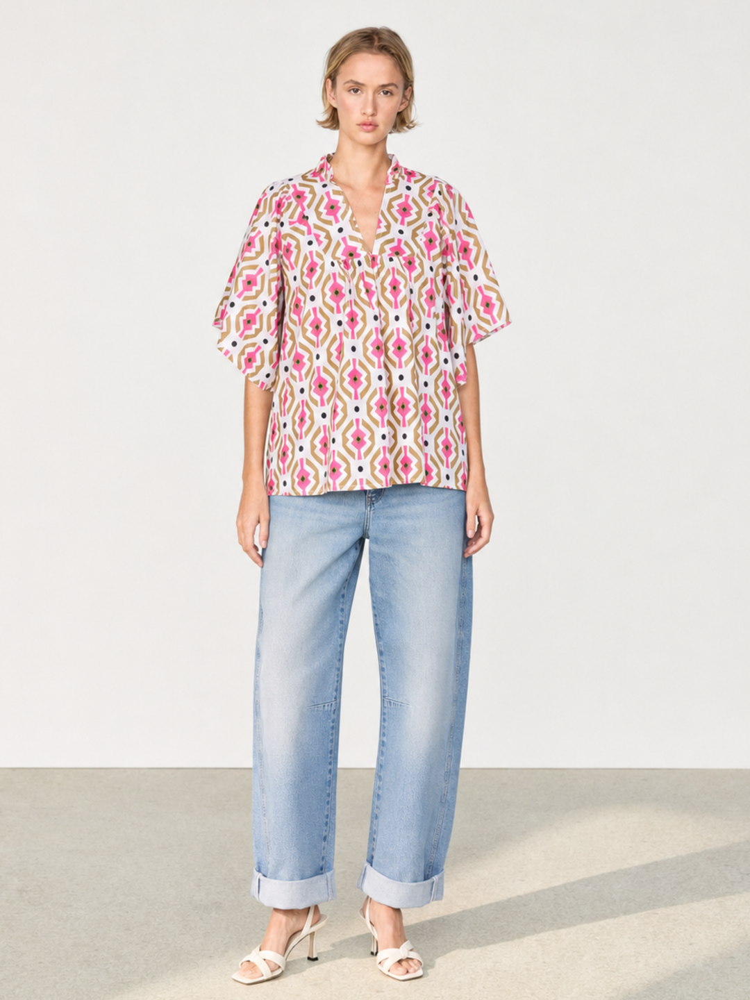 Noelia Flutter Sleeve V-Neck  Blouse