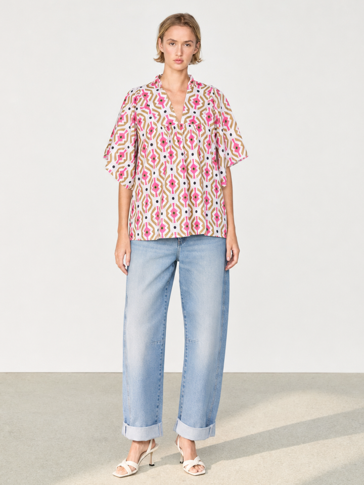 Noelia Flutter Sleeve V-Neck  Blouse