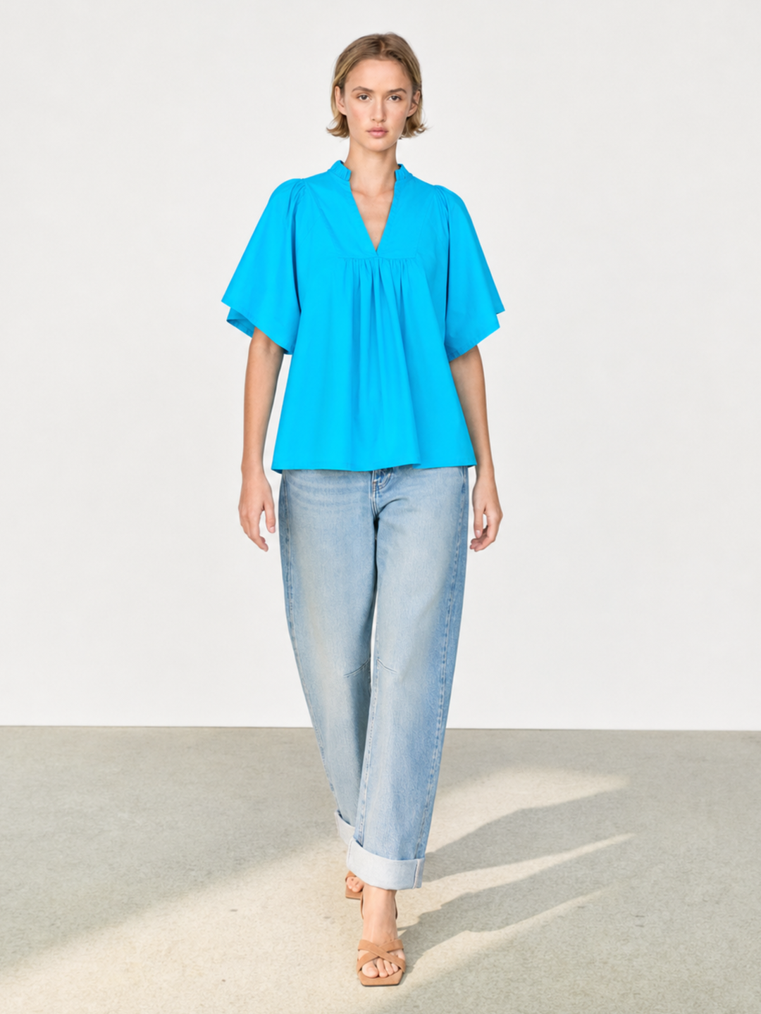 Noelia Flutter Sleeve V-Neck  Blouse