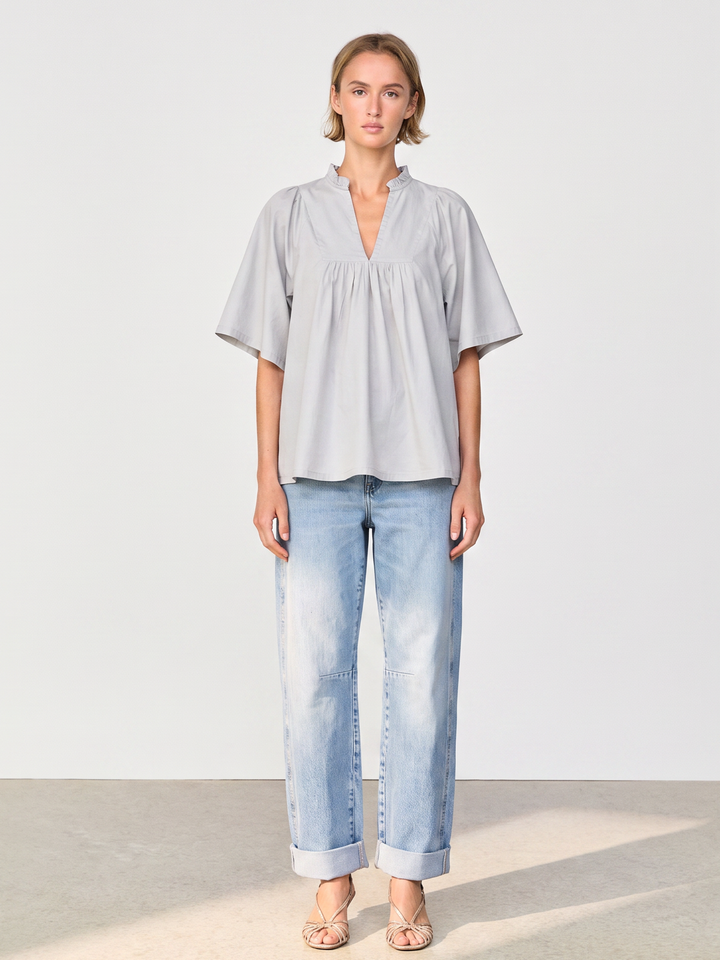 Noelia Flutter Sleeve V-Neck  Blouse
