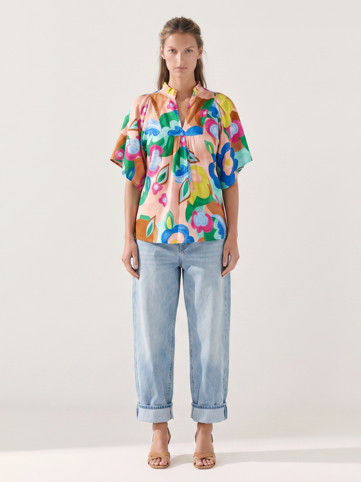 Noelia Flutter Sleeve V-Neck  Blouse