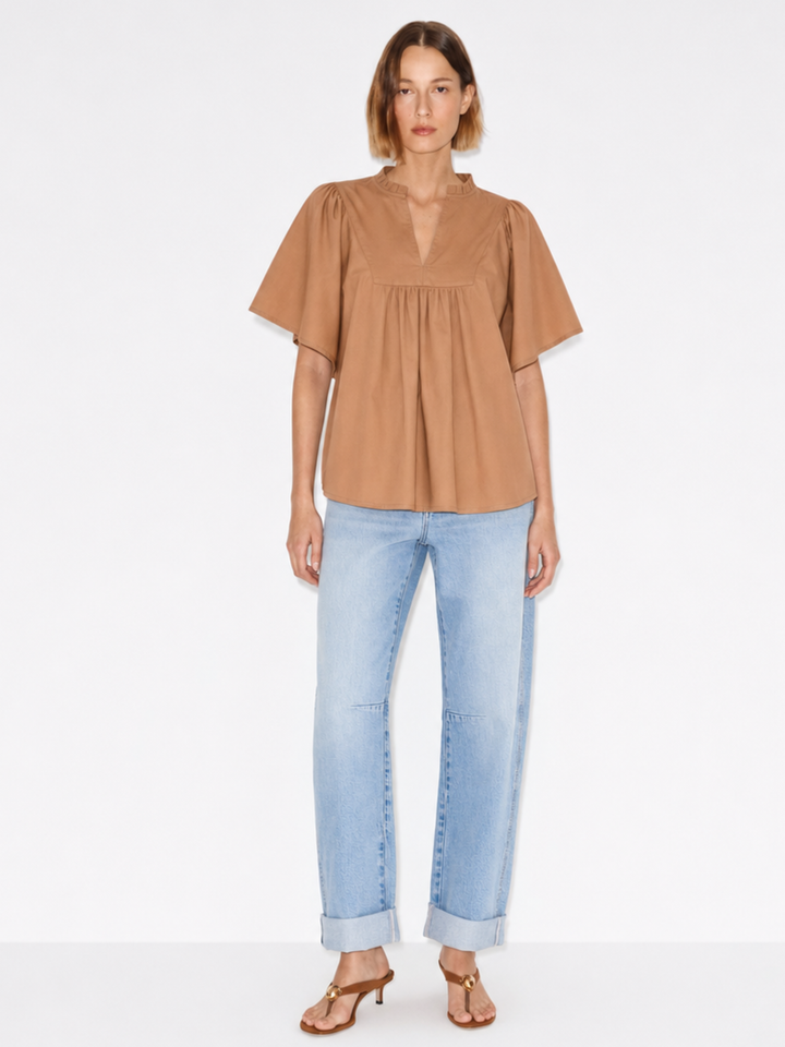Noelia Flutter Sleeve V-Neck  Blouse