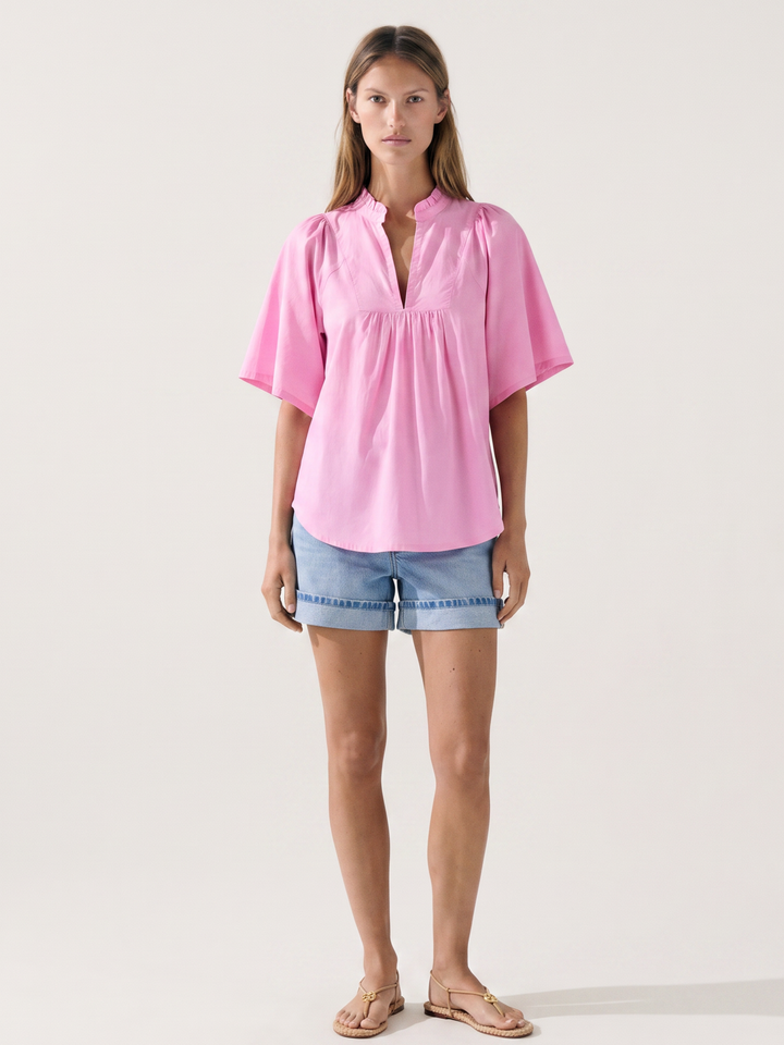 Noelia Flutter Sleeve V-Neck  Blouse