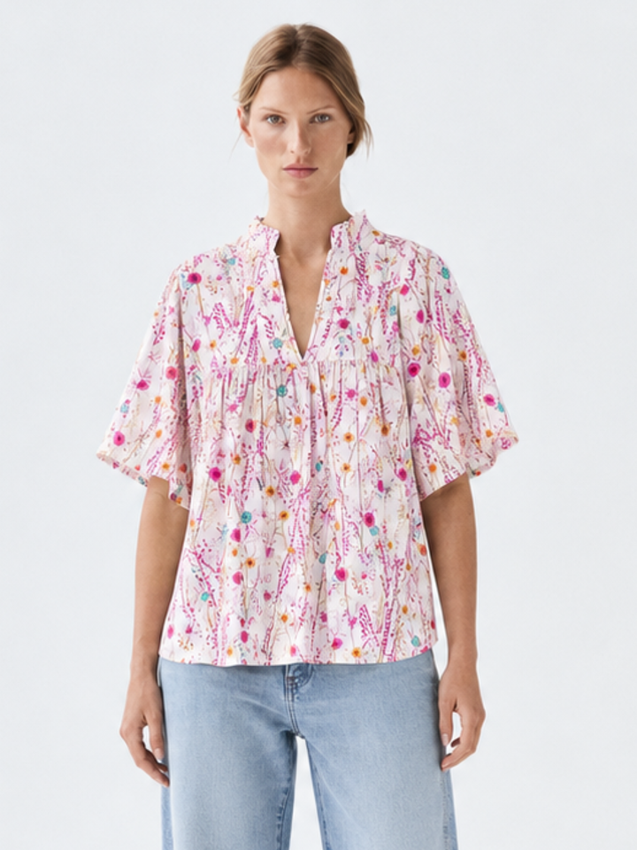 Noelia Flutter Sleeve V-Neck  Blouse