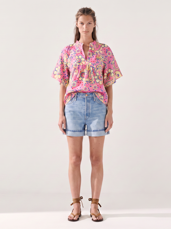 Noelia Flutter Sleeve V-Neck  Blouse