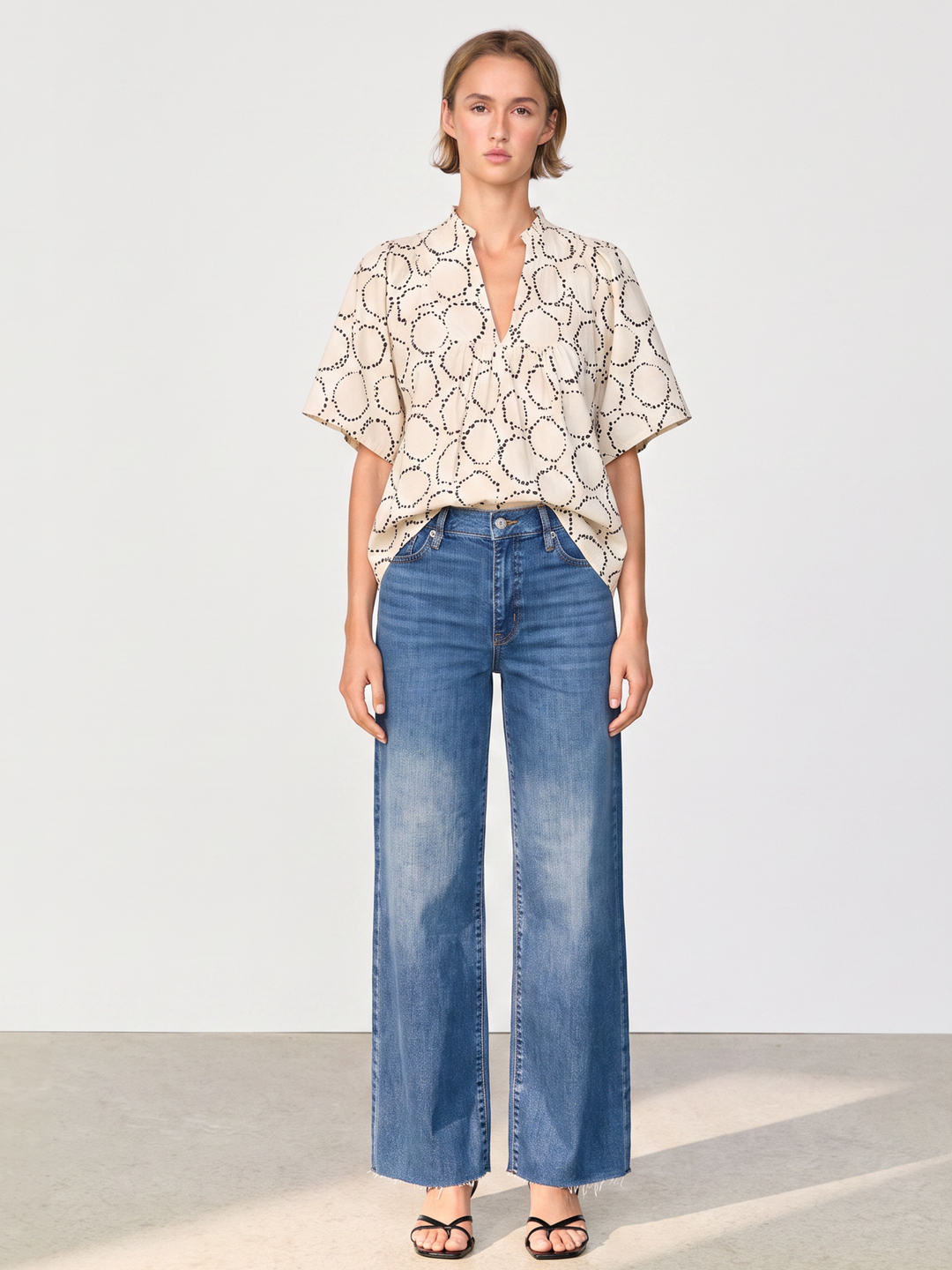 Noelia Flutter Sleeve V-Neck  Blouse