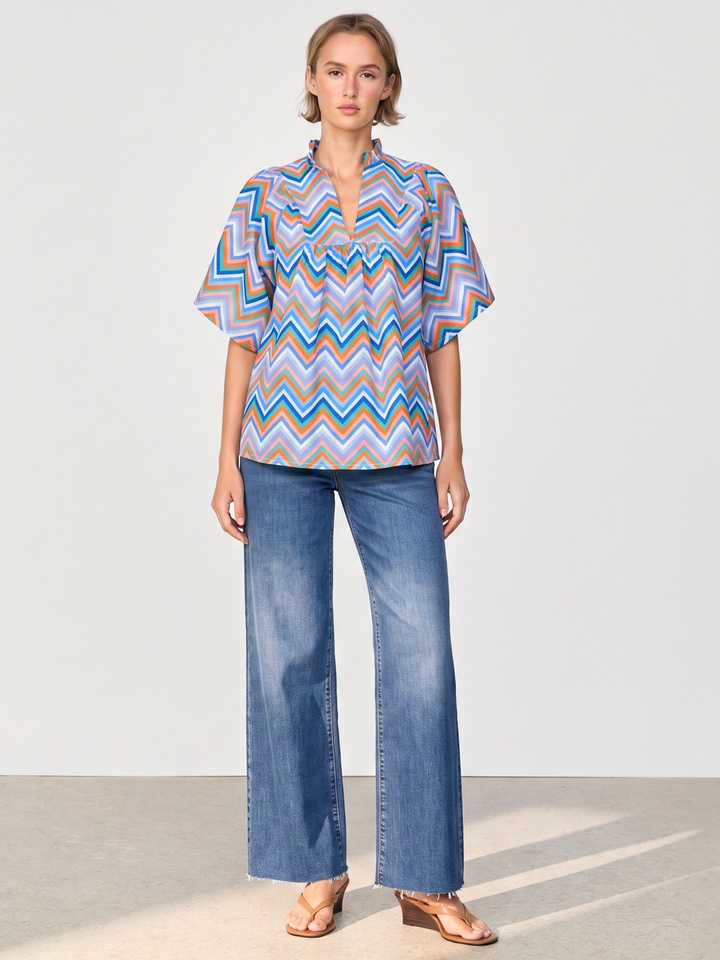 Noelia Flutter Sleeve V-Neck  Blouse
