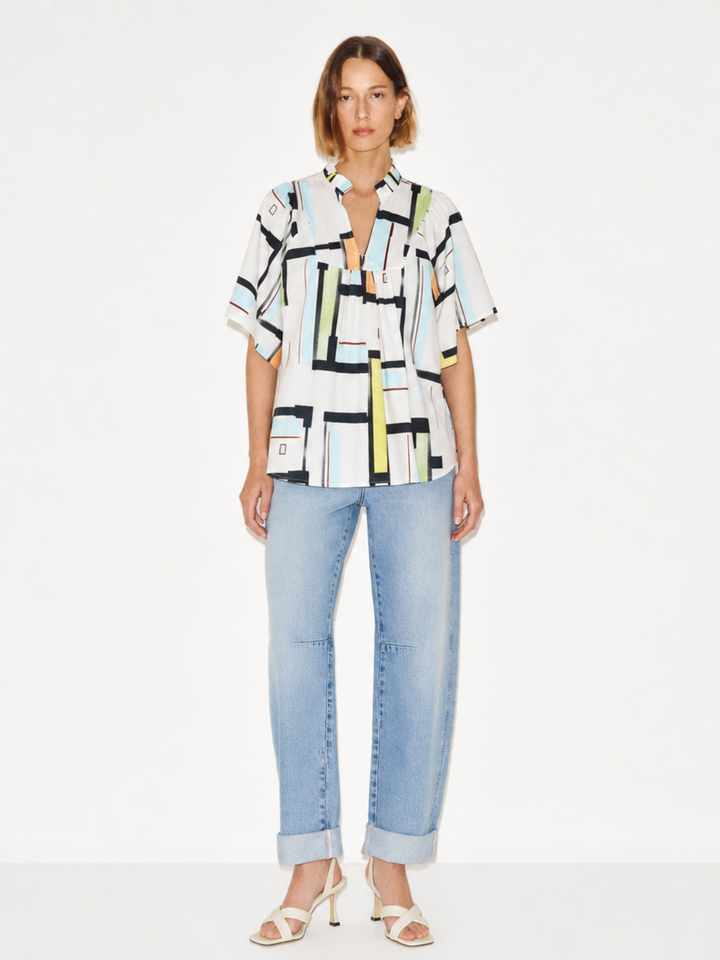 Noelia Flutter Sleeve V-Neck  Blouse