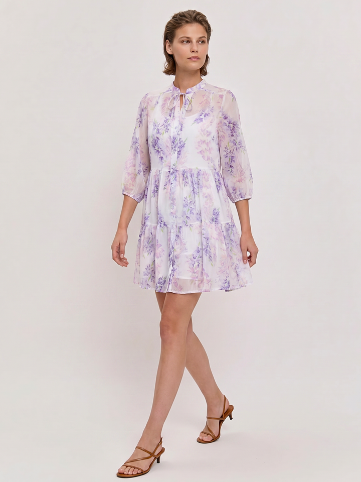 Opa Cotton Voile Tiered Mini Dress with Detachable Jersey Lining