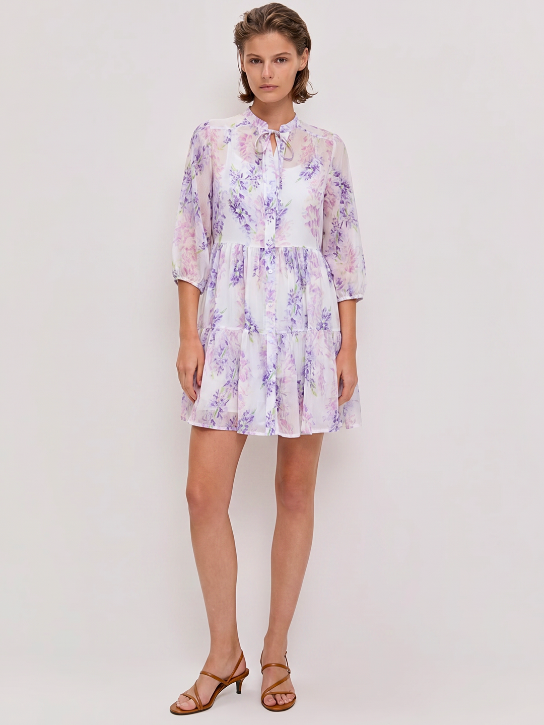 Opa Cotton Voile Tiered Mini Dress with Detachable Jersey Lining