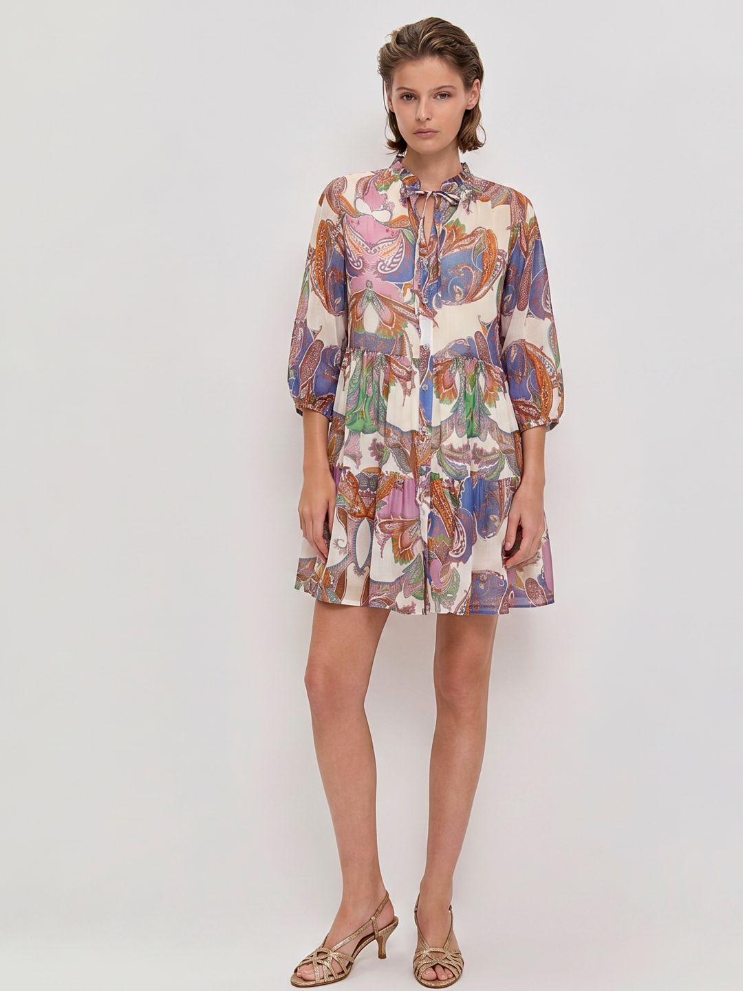 Opa Cotton Voile Tiered Mini Dress with Detachable Jersey Lining