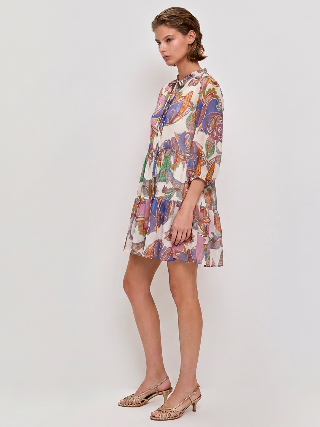 Opa Cotton Voile Tiered Mini Dress with Detachable Jersey Lining