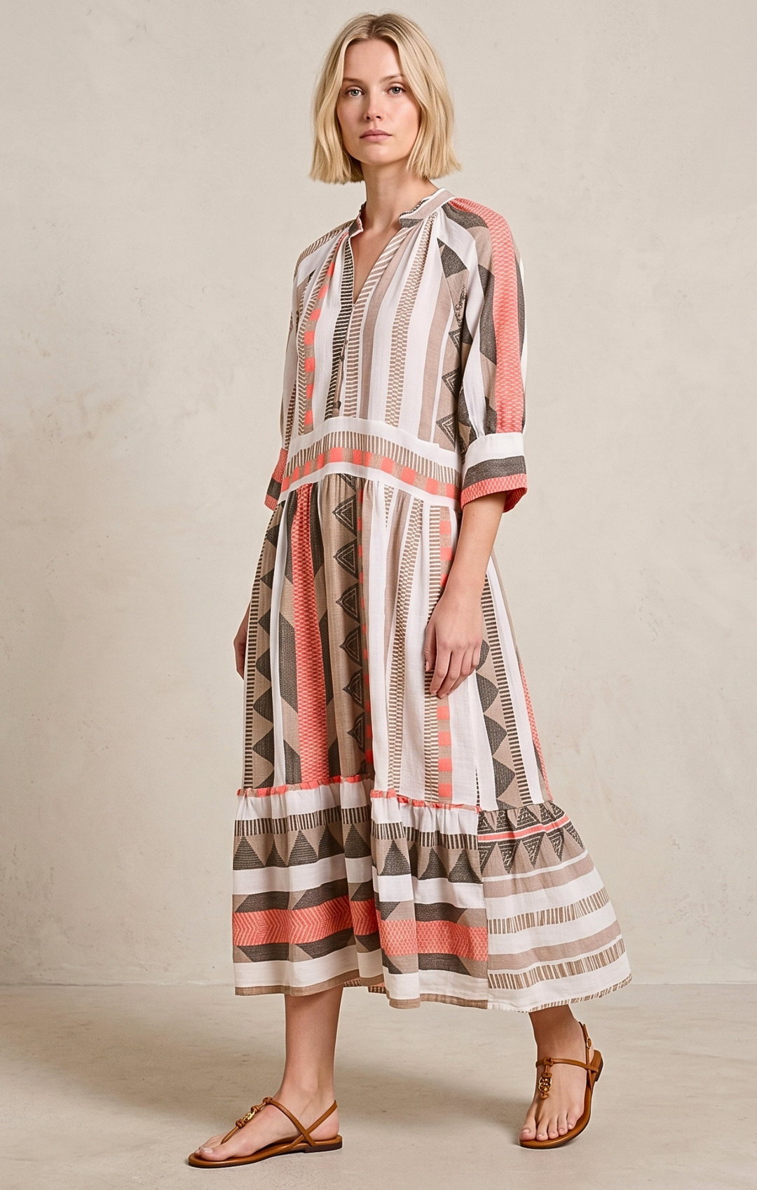 RIOJA BOHEMIAN BEACH MIDI DRESS
