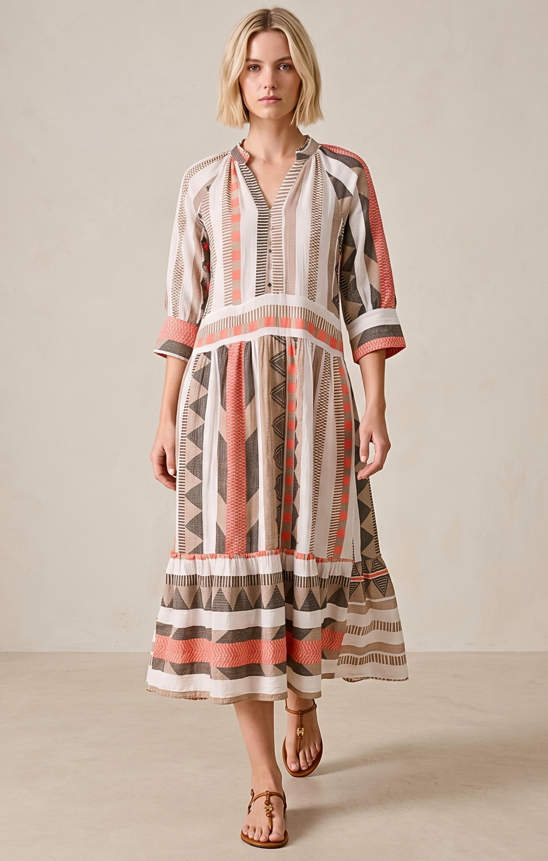 RIOJA BOHEMIAN BEACH MIDI DRESS