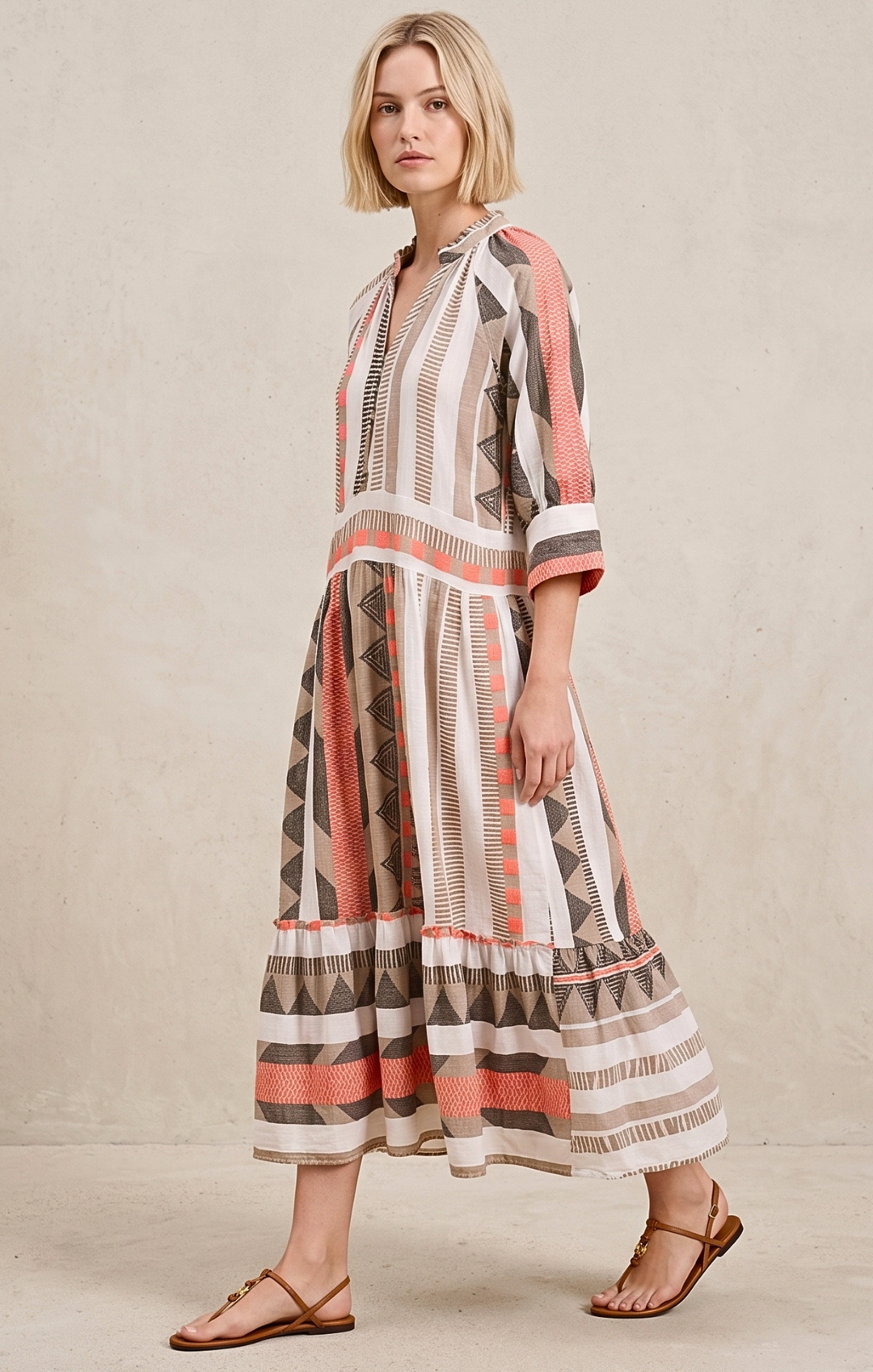 RIOJA BOHEMIAN BEACH MIDI DRESS