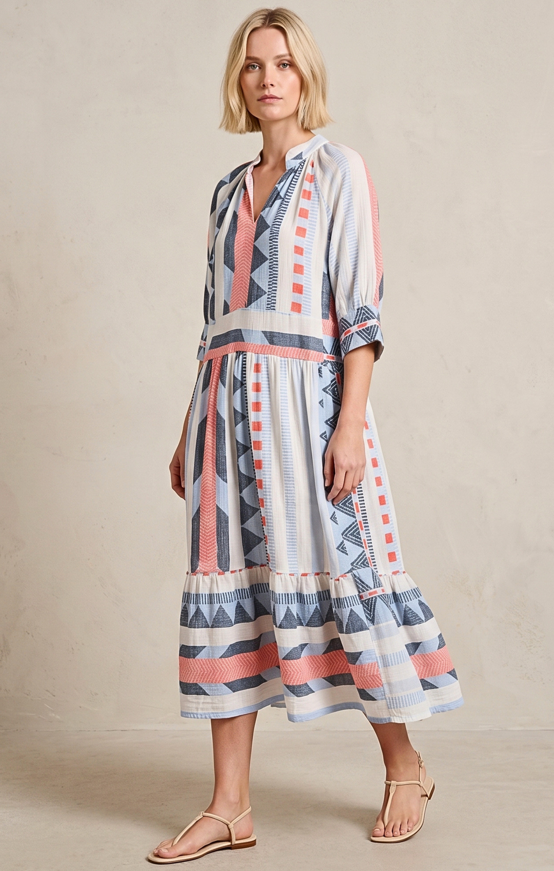 RIOJA BOHEMIAN BEACH MIDI DRESS