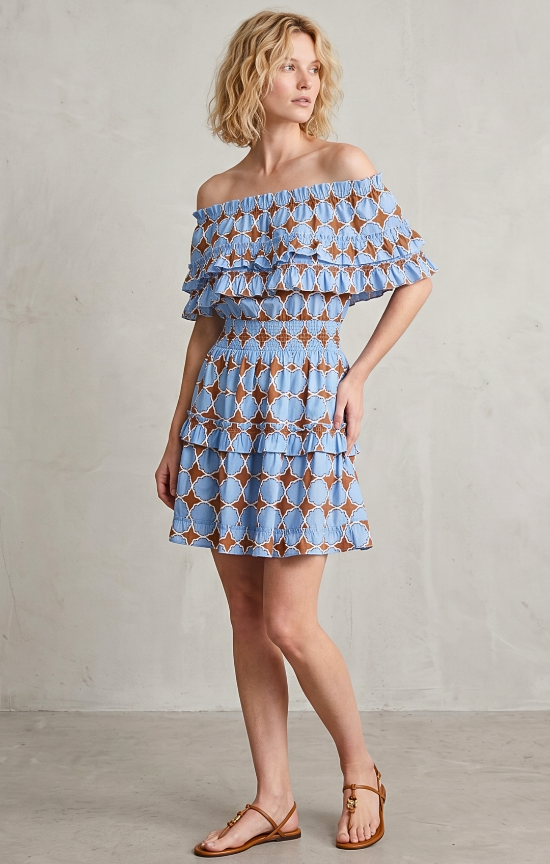 RIZA OFF-SHOULDER TIERED MINI DRESS