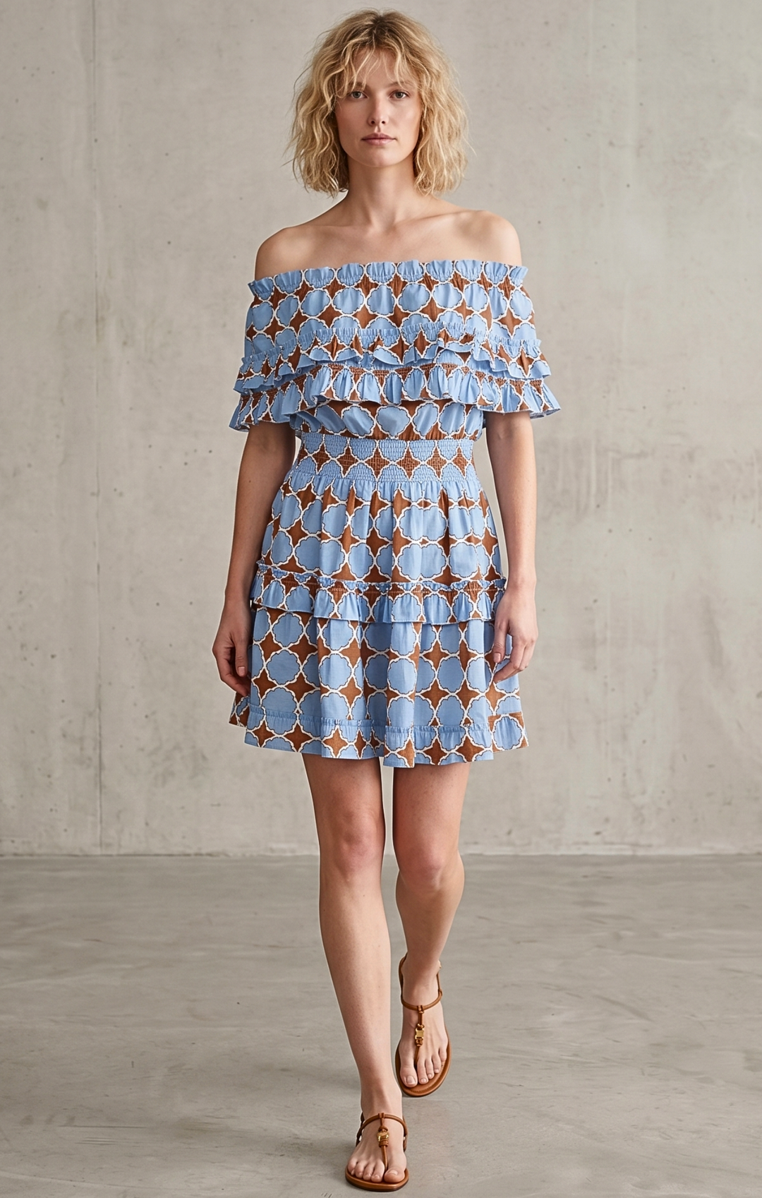RIZA OFF-SHOULDER TIERED MINI DRESS