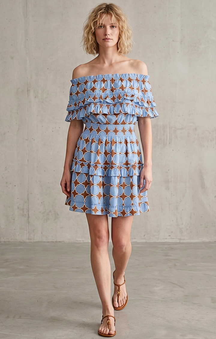 RIZA OFF-SHOULDER TIERED MINI DRESS