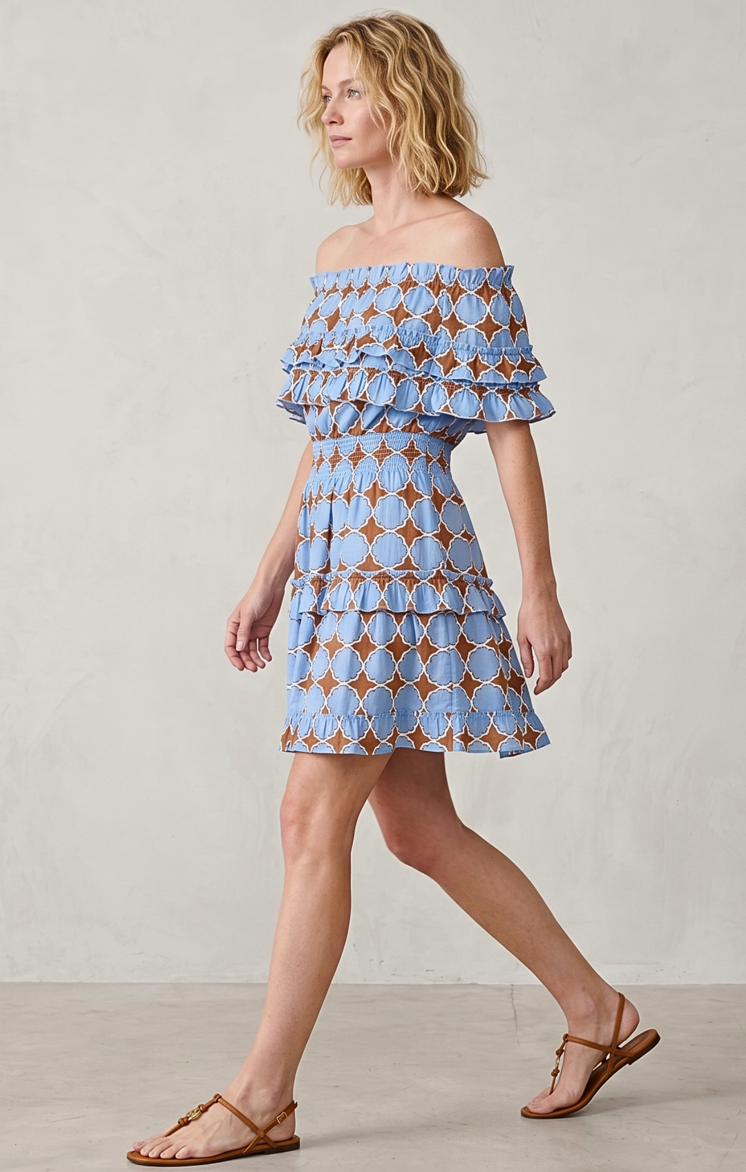 RIZA OFF-SHOULDER TIERED MINI DRESS