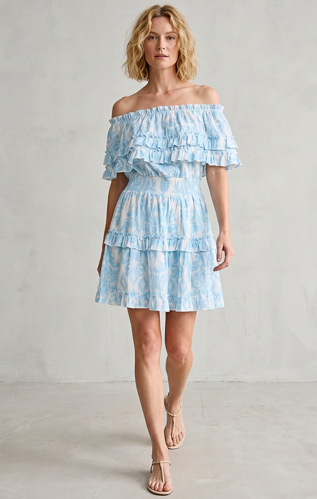 RIZA OFF-SHOULDER TIERED MINI DRESS Shop-Sofia RIZA OFF-SHOULDER TIERED MINI DRESS Shop-Sofia