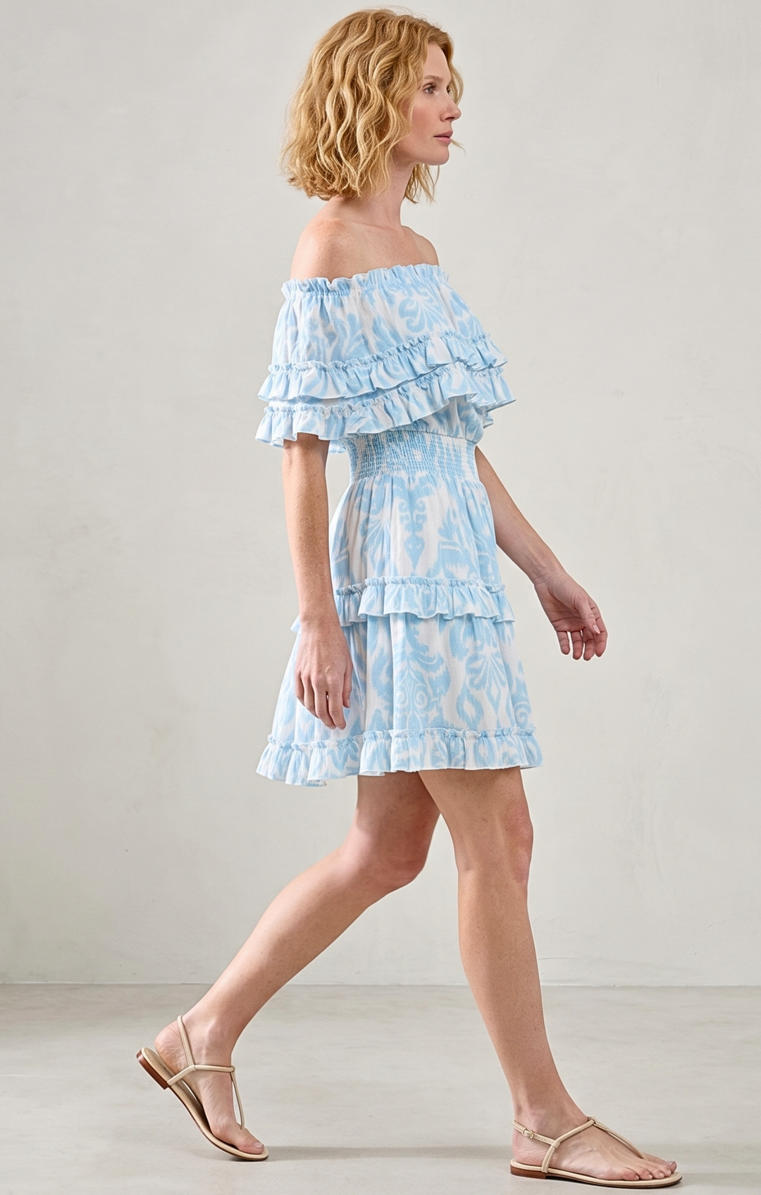RIZA OFF-SHOULDER TIERED MINI DRESS