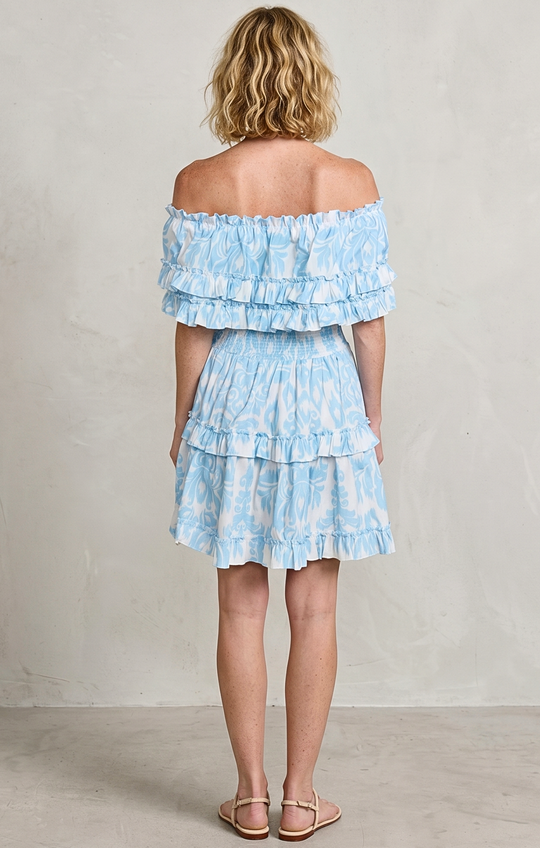 RIZA OFF-SHOULDER TIERED MINI DRESS